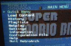 The RetroArch menu